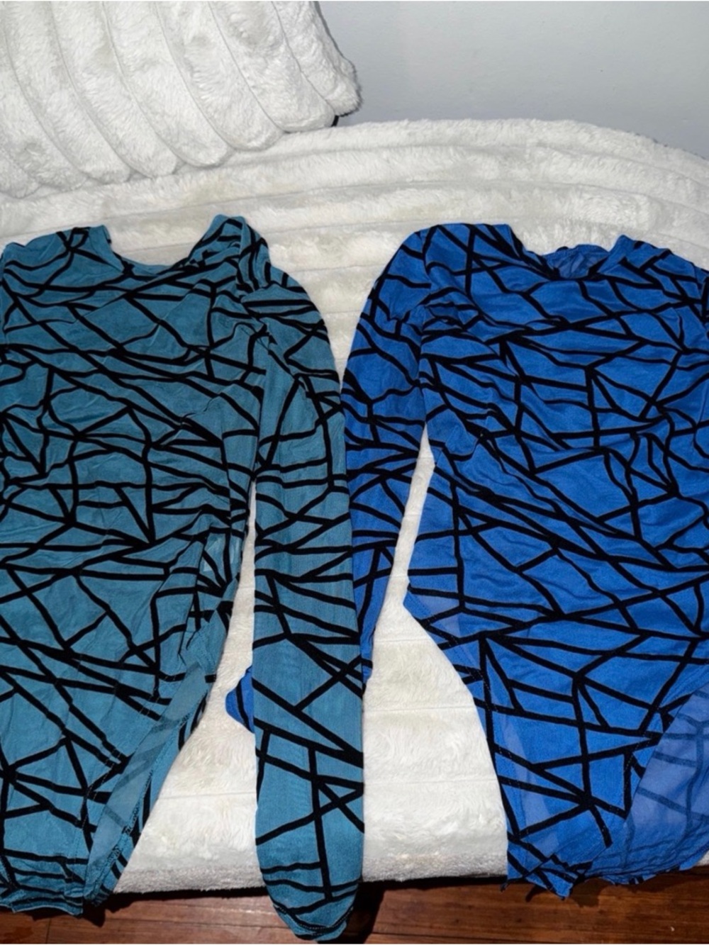 Abstract Black-Striped Blue Tops - Two Pieces full body suit size M